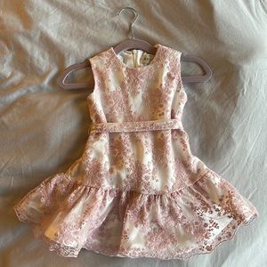 HELENA size 2 dress. White body with pink overlay.